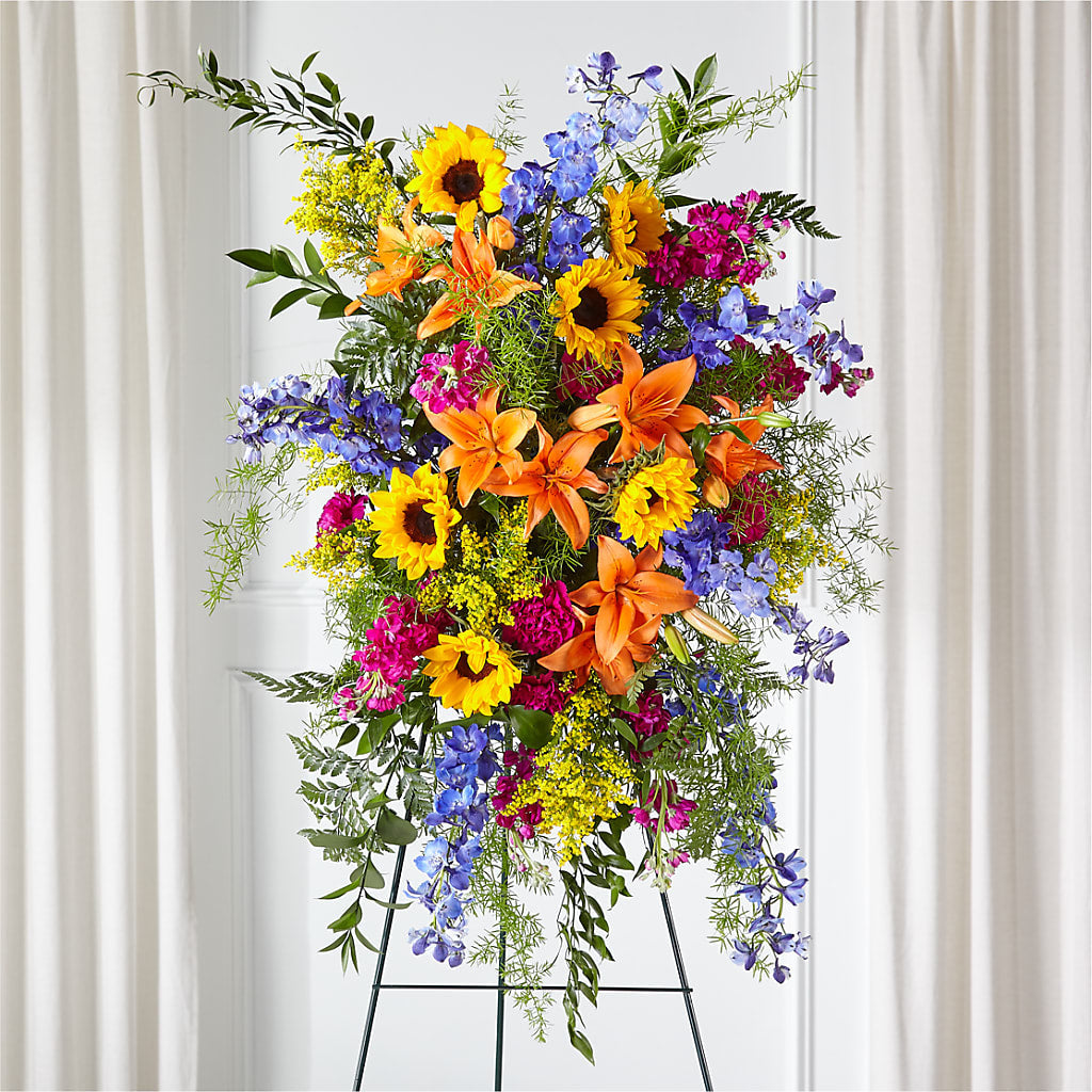 Sunlit Memories Standing Spray (Standard) – Acuarela Events Inc, Land O Lakes FL