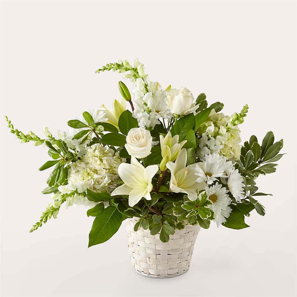Ivory Elegance Floral Basket – Acuarela Events Inc, Land O Lakes FL