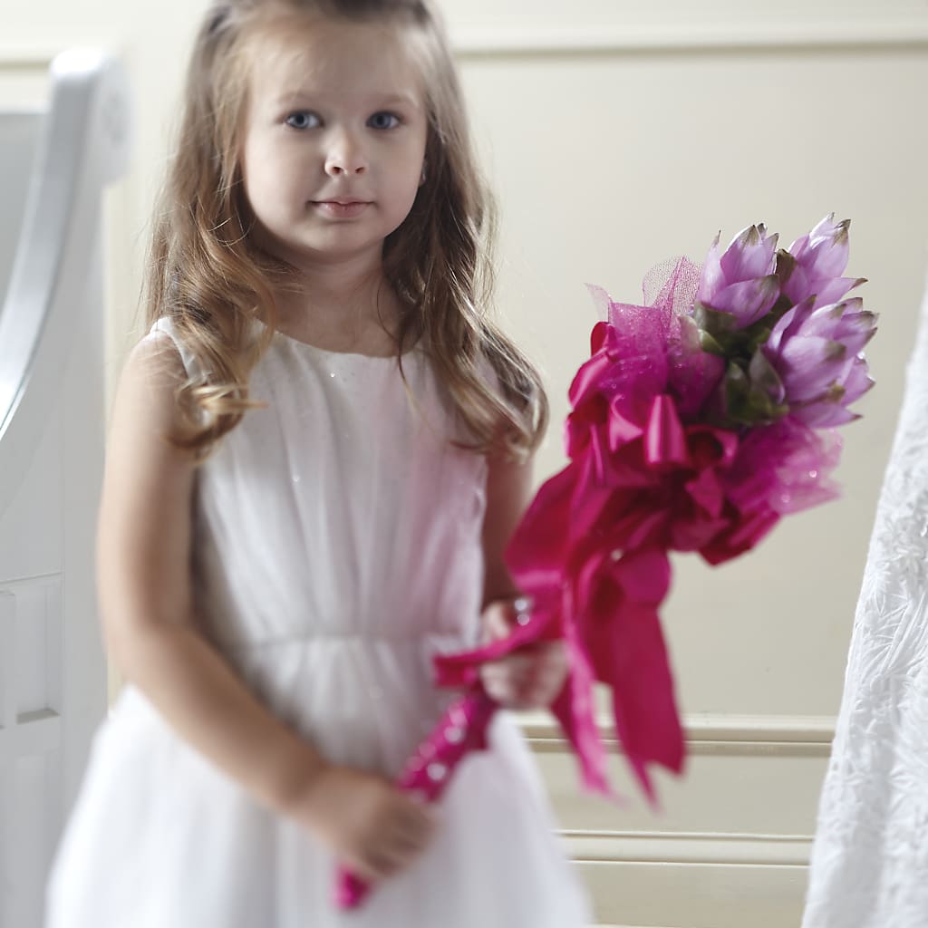 Sparkle Pink Flower Girl Bouquet – Acuarela Events Inc, Land O Lakes FL
