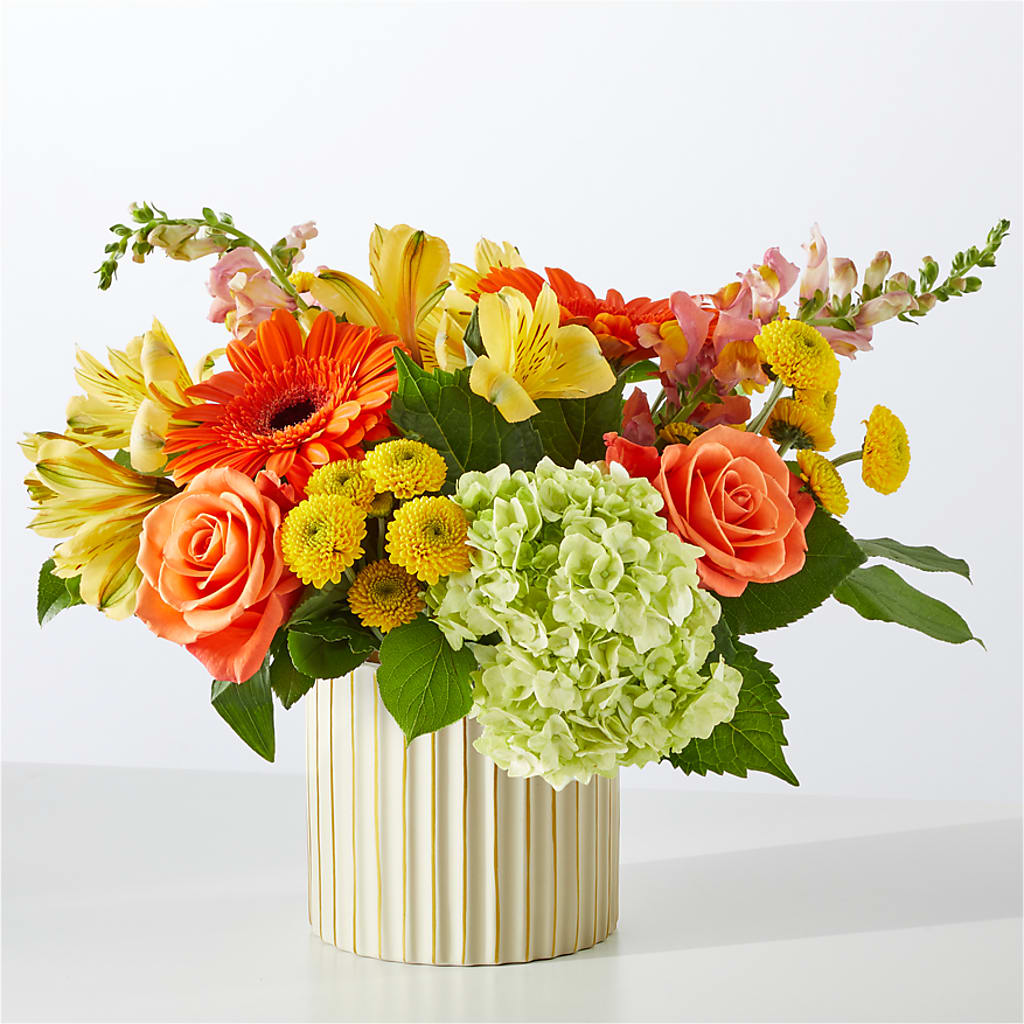 Autumn Sunshine Bouquet with Ivory Vase –  Acuarela Events Inc, Land O Lakes FL