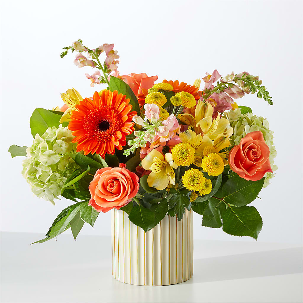 Autumn Sunshine Bouquet with Ivory Vase –  Acuarela Events Inc, Land O Lakes FL