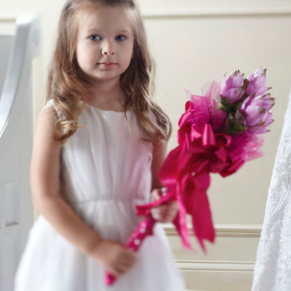 Sparkle Pink Flower Girl Bouquet –  Acuarela Events Inc, Land O Lakes FL